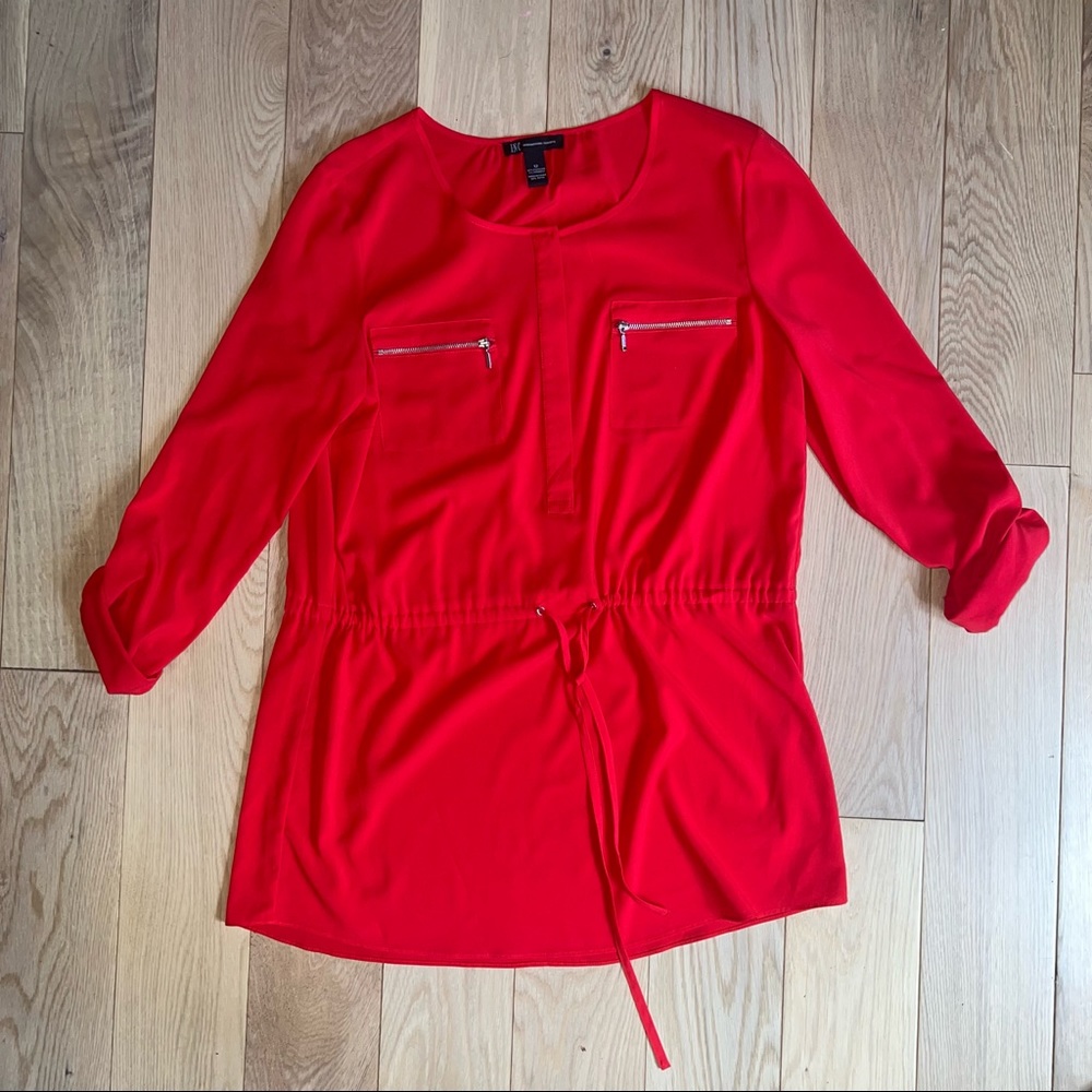 INC International Concepts Red Flowy Blouse